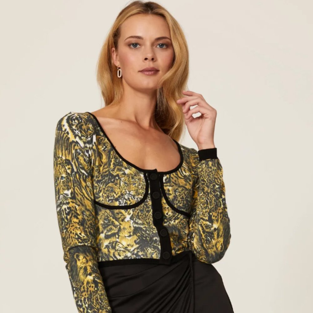 Revolve AMUR Ninetta Cheetah Print Cardigan Size Large